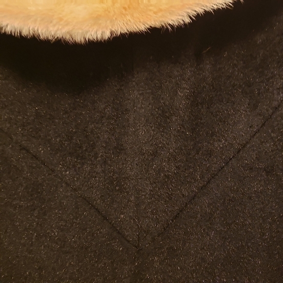 VINTAGE 1930s Wool Felted Wool Coat & Fur Collar Lg Black & White EUC - Picture 5 of 16